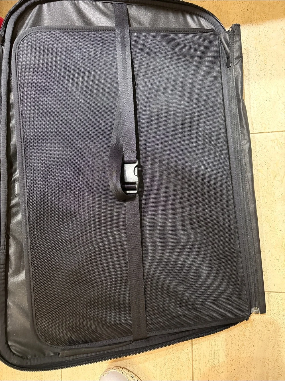 Tumi Tech Red Medium Expandable Checked Spinner Suitcase